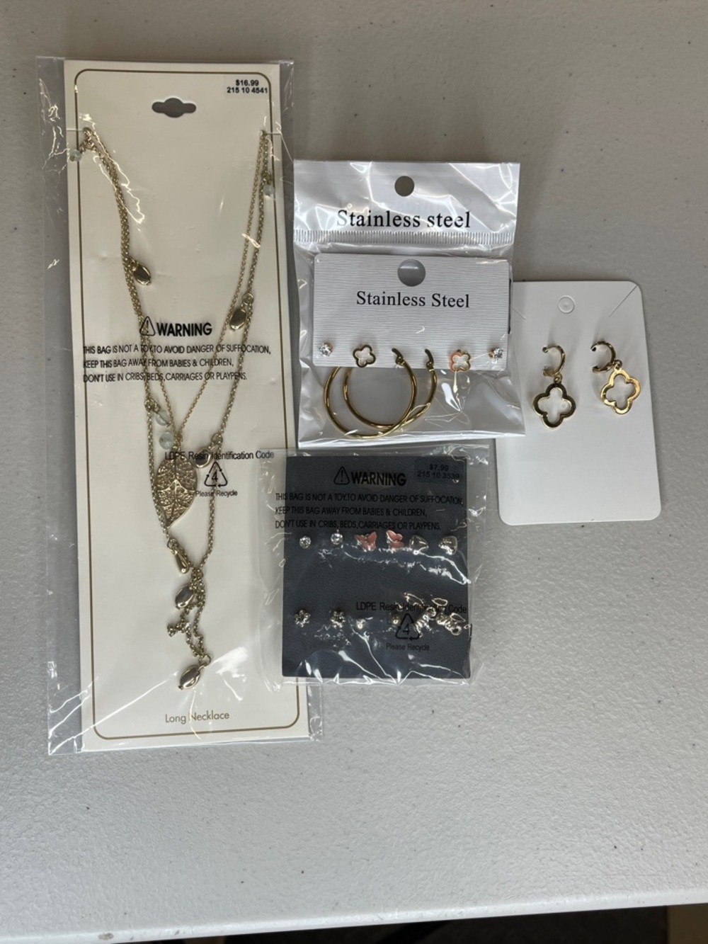 Gold-Tone Women's Jewelry Set - Layered Necklace & Earrings